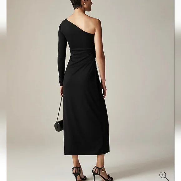 J Crew One-shoulder dress in jersey crepe CF786 Black